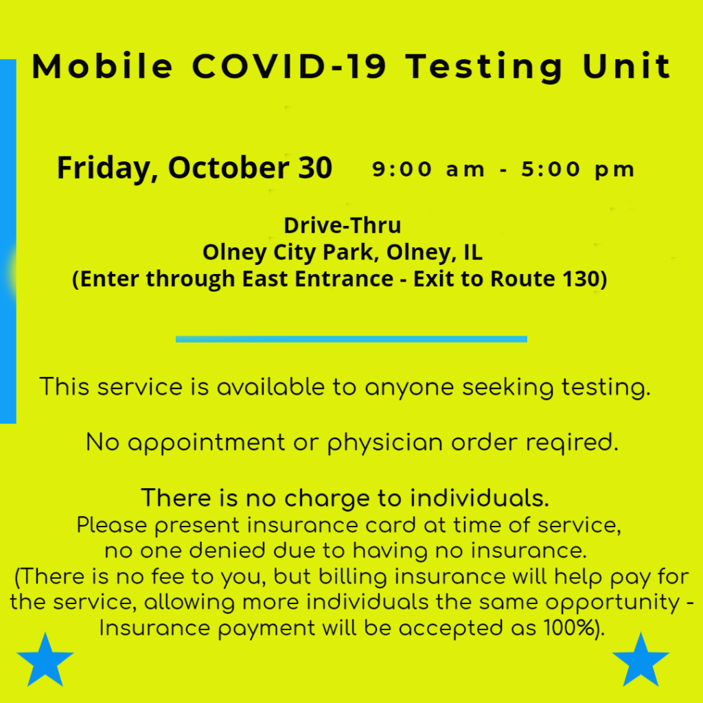 mobile Covid -19 testing unit October 30, 2020
